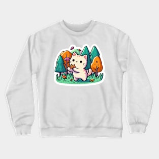 kitty in the woods Crewneck Sweatshirt